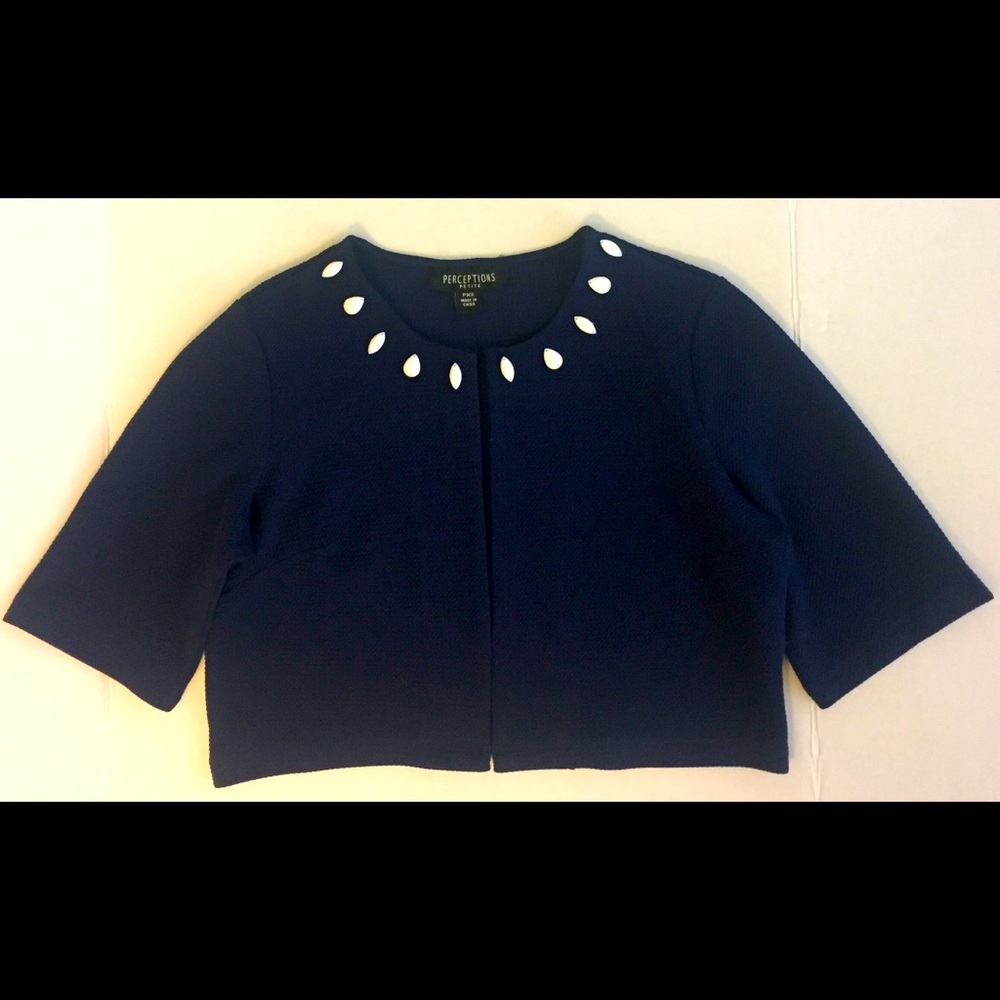 Cute Classic Navy Blue Mid-Drift Cardigan Sweater-